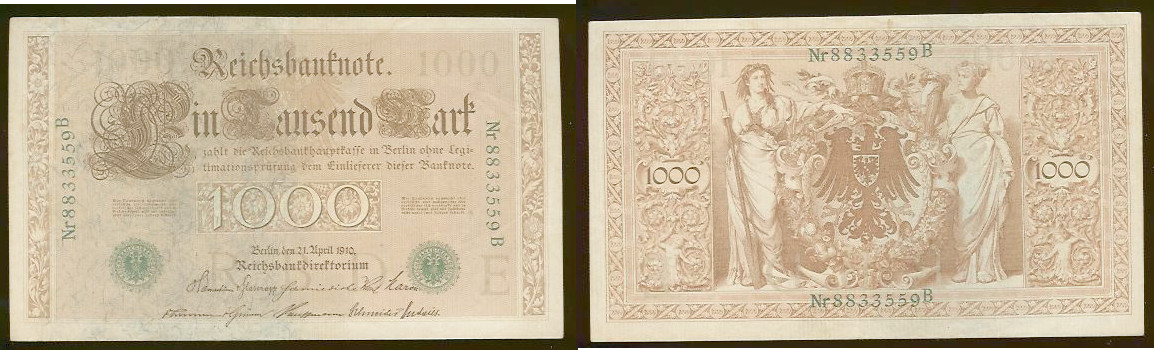 Germany 1000 mark 1910 EF